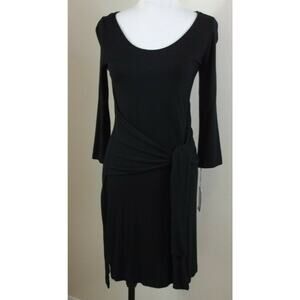 A NEW DAY FAUX WRAP Midi DRESS - Size XS - Black NWT